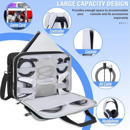 AKOZLIN Full Padded Carrying Travel Bag Compatible with PS5/PS5 Pro Console Monitor,Headset,Game,Charger & Accessories Storage Case [Video Game] - style: For Ps5/Pro-black Grey