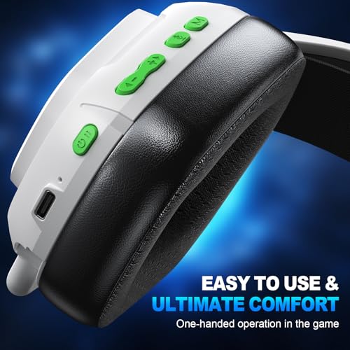 2.4GHz Wireless Gaming Headset for PS5, PS4, Switch, Mac, PC, Ultra-Low Latency, 50+ Hr Battery, Stereo Sound Gaming Headphones with Noise-Canceling Mic, Bright Black White - color: White