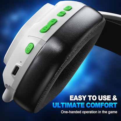 2.4GHz Wireless Gaming Headset for PS5, PS4, Switch, Mac, PC, Ultra-Low Latency, 50+ Hr Battery, Stereo Sound Gaming Headphones with Noise-Canceling Mic, Bright Black White - color: White