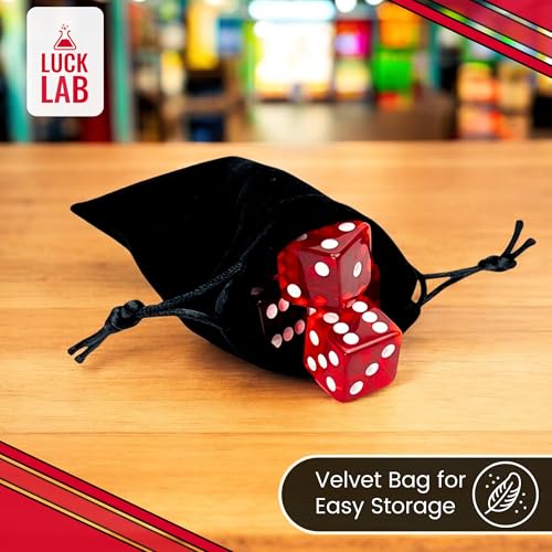 Luck Lab 10 Piece 19 mm Dice Pack - Acrylic and Translucent D6 Dice, Square w/Rounded Edge for Casino, Craps, RPG MTG DND Dice Table Games and Board Games (Red) - color: Red