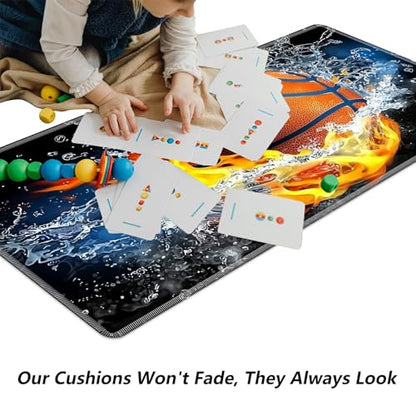Basketball with Fire for MTG & TCG Playmat Mouse Pad,BFDHGQZC 24" x 14" Game Mat for MTG/RPG/CCG Trading Card Game Playmats Table Mat Perfect for Card Games Video Games Computer Office - color: Basketball With Fire