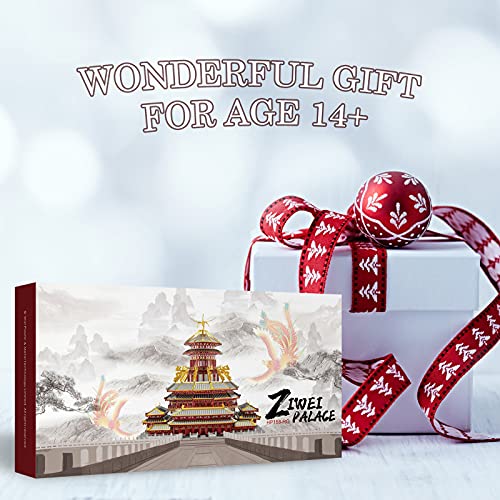 Piececool 3D Metal Puzzles for Adults, Ziwei Palacer Model Kits, Famous Chinese Architecture Model Building Kits, DIY 3D Puzzle Building Blocks Great Gift,189 Pcs - color: Ziwei Palacer
