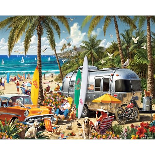White Mountain 1000 Piece Jigsaw Puzzle Scenic Summer, Beach Adventure | Large Pieces, Gift for Adults and Family, 24"x30" in, Ocean