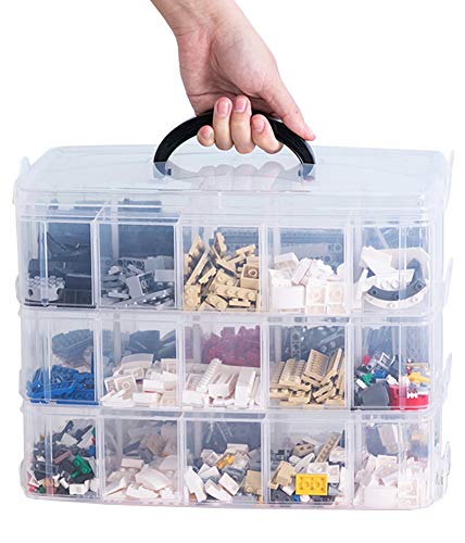 Sooyee 3-Layer Things & Crafts Storage Box, Large | 30 Adjustable Compartments, For Washi Tape, Embroidery Accessories, Threads Bobbins, Kids Toy, Nail Polish, Jewelry - color: Clear, size: 3 Tier