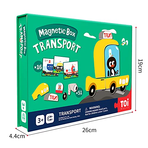 Toi Kids Magnet Toys Magnetic Jigsaw Puzzle Boxes with Game Board for Kids Ages 3-8, Portable Travel Game, Transport - style: Transport
