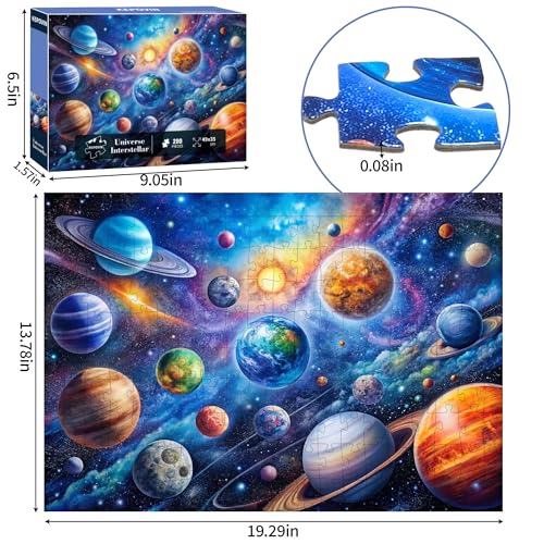 Puzzles for Kids Ages 6-8 8-10 Year Old, Solar System Planets 200 Pieces Jigsaw Puzzles for Kids Ages 10-12, Learning Educational Toys for Boys and Girls Ages 6 7 8 9 10 11 12 Year Old - style: 200pieces