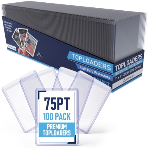 Premium Seamless 20PT - 360PT Thick Top Loaders for Cards | Top Loader Card Holder, Baseball Card Sleeves Hard Plastic, Hard Trading Cards Sleeves, TCG Sports Sleeve Hards, Toploader Clear Plastic. - style: 75PT - 100 Pack