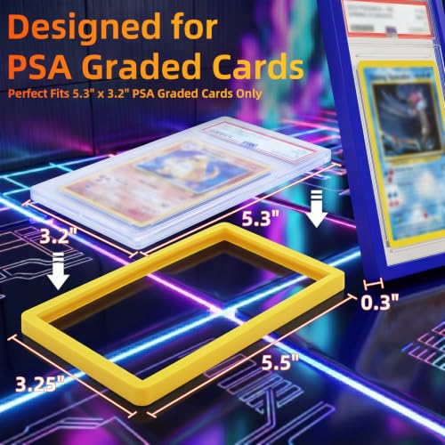 neotidy PSA Slab Guard, PSA Slab Protector for Graded Cards, 6 Pack Silicone Slab Bumper Guard, Edge Protector Frame for PSA Graded Card Cases, Black Blue Yellow Orange Red Purple