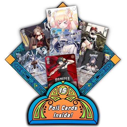 Weiss Schwarz TCG Bundle, 100 Common/Uncommon Cards, 15 Foil Cards, TCG Elements Deck Box