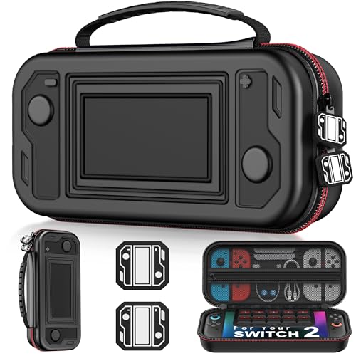 Larstylee Switch 2 Carrying Case with Protective Hard Shell, Game Card Slots, Mesh Pocket for Nintendo Switch 2 (2025)/Switch/OLED Accessories Skin - color: Black, size: Switch 2 Case