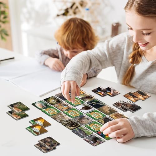 gisgfim 100 PCS Memory Matching Game Wild Animals Concentration Memory Card Matching Games - style: Wild Animals