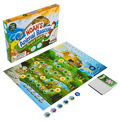 Noah's Animal Rescue Cooperative Bible Board Game for Kids Ages 4 and Up | No reading required, easy to learn. Bible-story theme, kids work together to rescue animals. Perfect for family game night.