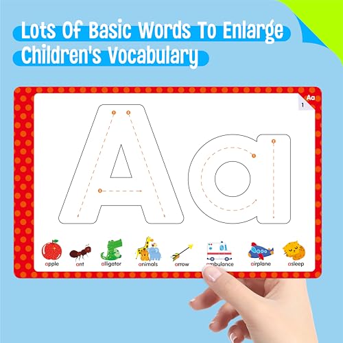 SpriteGru Letter & Number Tracing Pad, 30 Pages Alphabet ABC and 123 Handwriting Book, Reusable & Erasable Pen Control Practice Montessori Autism Educational Fine Motor Toddler Learning Toys - style: Letter & Number