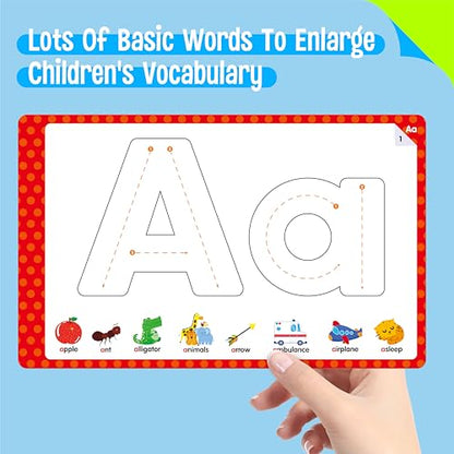 SpriteGru Letter & Number Tracing Pad, 30 Pages Alphabet ABC and 123 Handwriting Book, Reusable & Erasable Pen Control Practice Montessori Autism Educational Fine Motor Toddler Learning Toys - style: Letter & Number