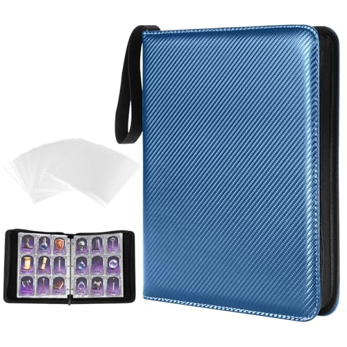MAXECHO 9 Pocket Trading Card Binder, 1008 Pockets in 56 Removable Double-Sided Sleeves, PU Zip Card Collection Storage Organizer Album for Baseball, MTG, TCG, Sports. Blue - color: Blue