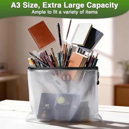 Umriox Mesh Zipper Pouch, 16.9x12.4 in (Black, 36 Packs), Zipper Bags, Board Game Storage Bags, Clear Zipper Pouches for Puzzles, Games, Cross Stitch Projects and Classroom Supplies - color: Black 36pcs, A3