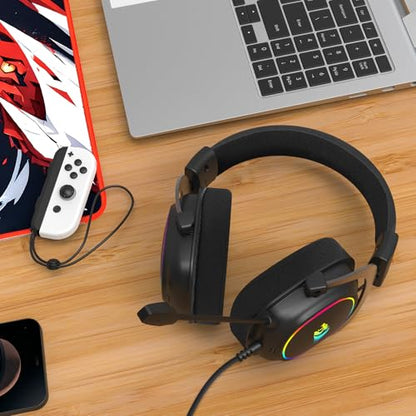 Redragon H510 AK RGB Wired Gaming Headset - 7.1 Surround Sound - 53MM Audio Drivers in Memory Foam Ear Pads w/Replaceable Shell- Multi Platforms Headphone - USB Powered for PC/PS4/NS - color: Black