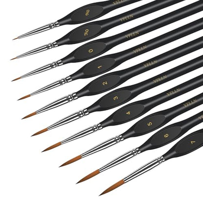 Miniature Paint Brushes Kit, Fine Detail Painting Brush Professional Tiny Paints Brush Set for Art Watercolor Oil Acrylic,Craft Models Rock Painting(Black) - size: 10PCS
