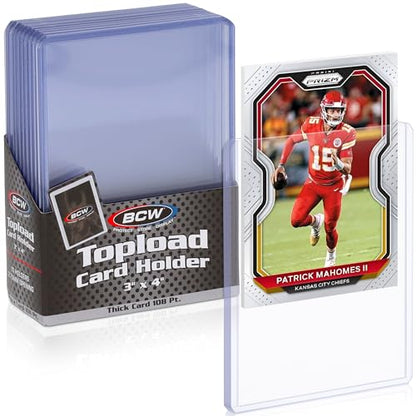 BCW 108 PT. Thick Card Topload Holder - Pack of 1 | Durable Rigid PVC Toploader | Toploaders for Memorabilia, Jersey, Patch, and Relic Cards - color: 108 Pt. / 2.75 Mm