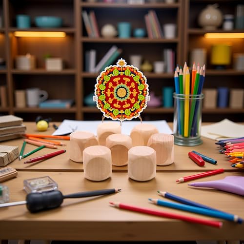 10 Pcs Wooden Dice,Dice Games, 6 Sided Blank Dices Round Corner Cube DIY Graffiti Crafts Toy Board Game Party Supplies Standard (1.8cm) Set Standard