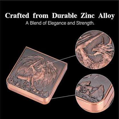 Foldable Spinner Metal DND Dice Set – Compact Elegant Design with D4, D6, D8, D10, D12, D20, D% for TTRPG Gifts - color: Ancient Copper