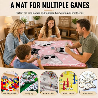 Cat Paw Prints Mahjong Mat for Table 31.5''x31.5'', Non-Slip Noise Reduction Mah Jongg Mats with Carrying Bag for American Mahjong, Poker, Board Games, Card Games & Dominoes - color: Cat Paw Prints