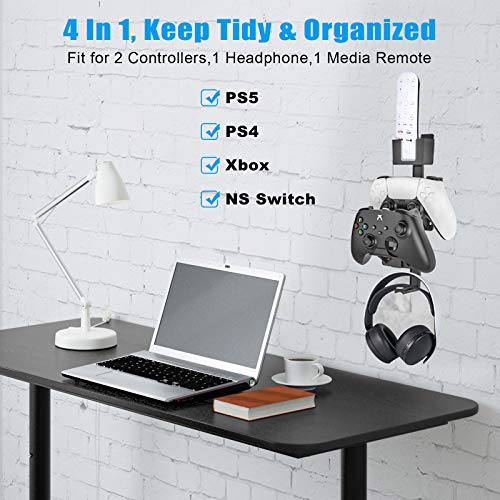 Linkstyle Wall Mounted Headphone and Controller Holder, Compatible with Xbox One, PS4, PS3, Switch, PC Gamepads, Holds up to 3.3lbs
