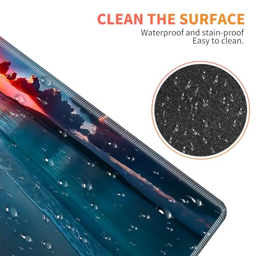 Large Gaming Mouse Pad Set with Wrist Support – 31.5" x 11.8" 4-in-1 XXL Mousepad with Keyboard Wrist Rest, Mouse Wrist Rest & Coaster – Ergonomic Desk Mat for Office, Home – Sunset Love Heart - color: Sunset Love Heart