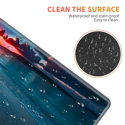Large Gaming Mouse Pad Set with Wrist Support – 31.5" x 11.8" 4-in-1 XXL Mousepad with Keyboard Wrist Rest, Mouse Wrist Rest & Coaster – Ergonomic Desk Mat for Office, Home – Sunset Love Heart - color: Sunset Love Heart