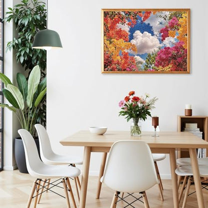 1000 Piece Jigsaw Puzzle for Adults, Tree Canopy Puzzle | Blooming Tree Canopy with Blue Sky and Sunlit Leaves, Relaxing Nature Art, 26.65 x 19.25 in - color: Floral Skyview