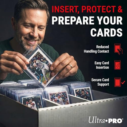 Ultra Pro Semi Rigid Card Holder 1/2" Lip – Clear PVC Sleeves for Trading Cards – Fits 2.5" x 3.5" up to 35pt – Card Grading Sleeves for Storage, Shipping, TCG & Collector Protection – 200 Pack - size: 2.5" x 3.5"