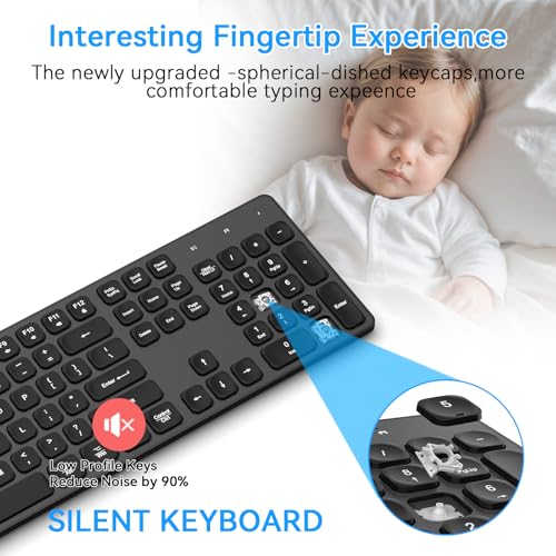 Rechargeable Wireless Keyboard for Mac and Windows, Ultra Slim 2.4GHz Full-Size Keyboard with Low-Profile Quiet Keys, Compatible with PC, Laptop, Windows 11/10/8/7 (Black) - color: Black-1