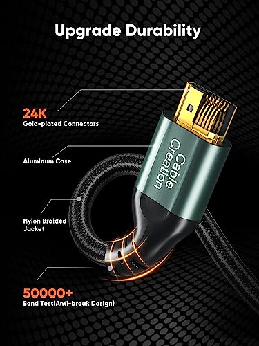 CableCreation 6.6ft 8K HDMI Cable - 48Gbps, eARC, HDR, HDCP 2.2/2.3 - color: Green, size: 6.6Ft