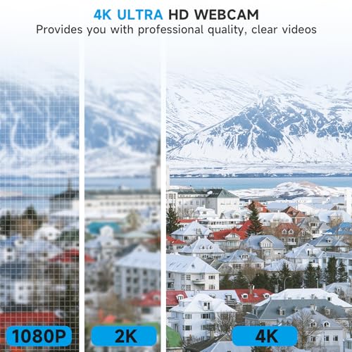 AOC 4k Webcam for PC with Microphone, Computer Camera with Noise Cancellation, Privacy Cover, 99° FOV, Plug & Play USB Webcam for Streaming, Conferencing, Zoom, Skype, Facetime, Laptop, PC, Skype - color: Black
