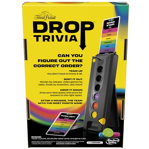 Hasbro Gaming Drop Trivia Game | Electronic Party Game with Voice and Sounds | Ages 13+ | 2 or More Players | 15 Mins. | from Trivial Pursuit | Party Board Games
