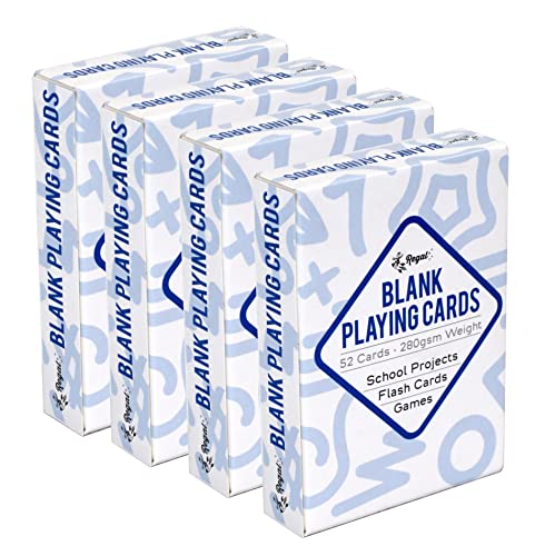 Regal Games 208 Blank Playing Cards to Write On - Custom Blank Deck of Cards - (2.5" x 3.5") Cardstock White Poker Size - 4 Packs x 52 Cards - color: 4 Decks - 208 Cards