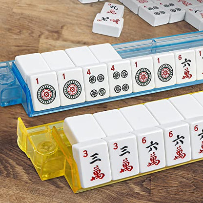 Nova Microdermabrasion American Mahjong Mah Jongg Set 166 Tiles 4 All-in-One Color Rack/Pushers Red Soft Bag Full Size Complete Mahjongg Ma Jong Set (Red) - color: Red