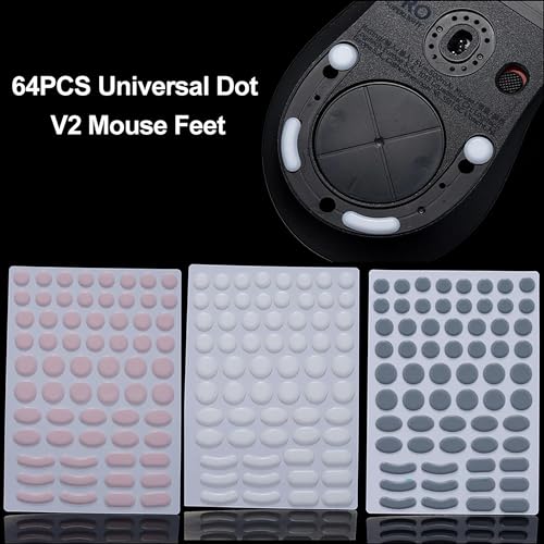 Universal Dot Mouse Skates 64Pcs - PTFE Feet Compatible with Logitech Superlight 2 G502 G305 Razer DeathAdder Viper V3 Pro Balanced Pink - color: Balanced Pink