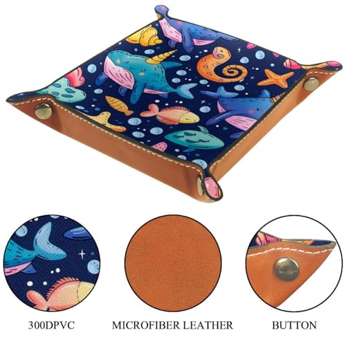 Whale Fish Starfish Dice Tray Dice Rolling Tray Folding Dice Holder for Dice Games, Like RPG, DND and Other Table Games - color: Multi 2