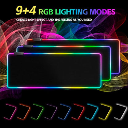 RGB Gaming Mouse Pad,13 Colors Led Light RGB PC Large Gaming Desk Mat, Non-Slip Rubber Based with Waterproof Coating Big Mouse Pad 31.5X11.8 in