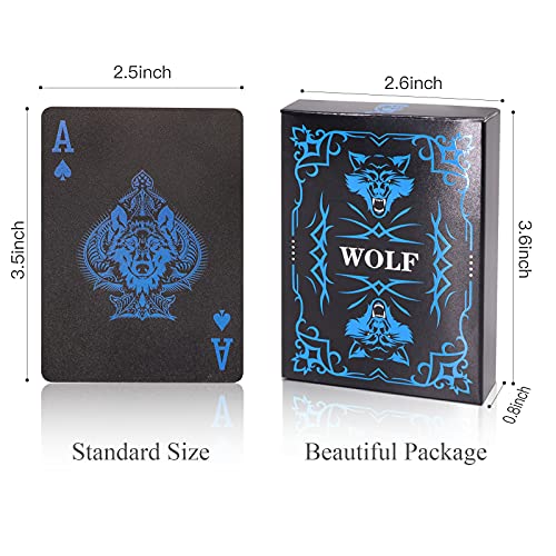 ACELION Waterproof Playing Cards, Plastic Playing Cards, Deck of Cards, Gift Poker Cards (Black Wolf) - color: Black Wolf