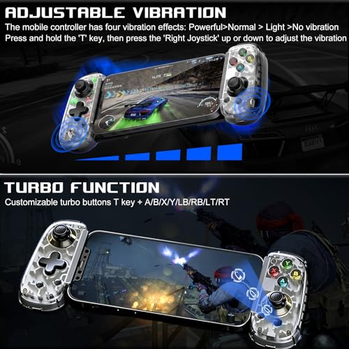 Mobile Gaming Controller for Android & ALL iPhone Series (Support USB-C & Wireless Connect) PS Remote Player Gamepad for PS5/PS4/Xbox/PC with Hall Joysticks/Turbo/Cloud Game Controller, Plug & Play - color: White