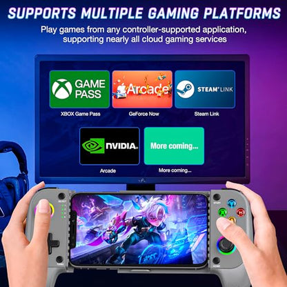 HEYLACOOLX Game Controller for Android iPhone w Hall Joystick & Turbo,Wireless Phone Gaming Controller Gamepad for Xbox Cloud,Steam Link,GeForce Now,MFi Apple Arcade,Call of Duty,Roblox - color: Gray