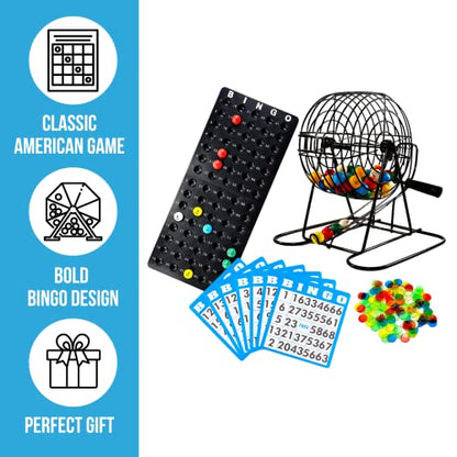Regal Games Deluxe Bingo Game Set with Cage, Board, Balls, 18 Cards, and Chips - color: 18 Card Set