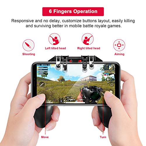 DELAM Mobile Game Controller for iPhone & Android, Pubg Mobile Controller Phone Triggers for Gaming, Gaming Grip Joystick Gamepad Shoot Aim Keys for 4.7-6.5" Phone - color: PUBG Controller with 4 Triggers