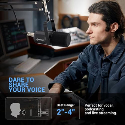 FDUCE XLR Dynamic Microphone for Vocal Recording, Podcasting, Gaming, Live Streaming&Broadcasting, All Metal Cardioid Mic, Voice-Isolating Technology, with Boom arm SL40X+ - style: SL40X with Boom Arm