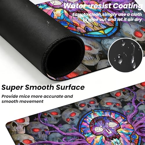 MTG Playmat TCG Card Game Mat Magic The Gathering Play Mat 24x14 Inch - color: Stained Glass Skull