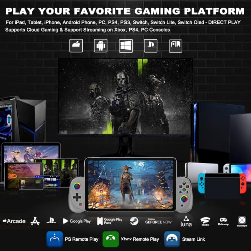 arVin Gamepad Controller for iPad/iPad Mini/iPad Air/Samsung Galaxy Tab/Huawei MatePad/Yoga Tab/iPhone 15/14/Android Phone/PC/Switch/PS4 -Play Xbox Cloud Gaming/PS Remote Play/Steam Link/Call of Duty - color: Grey, size: D8