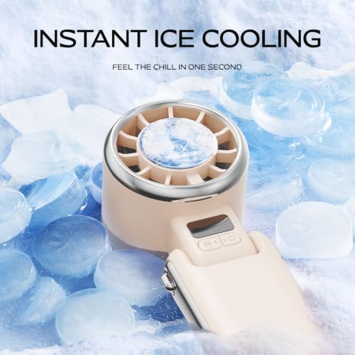 SHEWIND Portable Handheld Fan with Ice Cooling - 5 Gear High Speed Personal Turbo Fan Rechargeable, Up to 13 Hrs, Mini Hand Fans for Travel Essentials, Beach Vacation, Gifts for Women, Men (Cream) - color: Cream