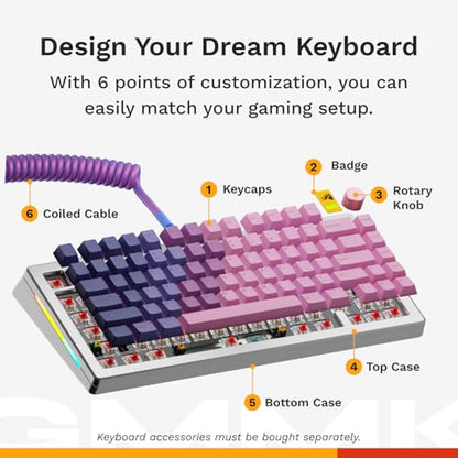 Glorious Gaming - GMMK 3 PRO Barebones Custom Keyboard Kit w/Knob, Custom Modular Aluminum Body & Gasket System, Hotswappable 75% Keyboard, Sound Dampening Foam, Aluminum Switch Plate(Silver) - color: Silver, size: TKL, style: GMMK 3 Pro